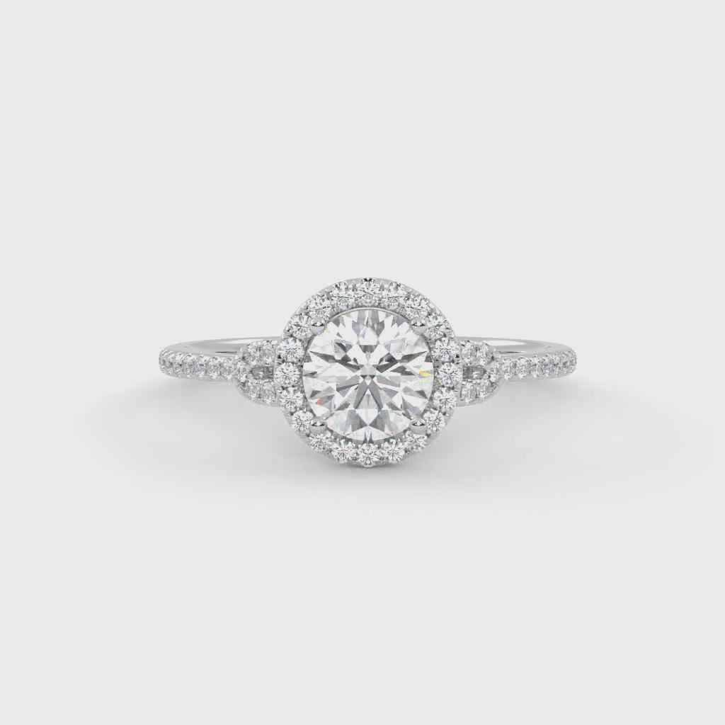 IGI Certified Halo Solitaire Engagement Ring