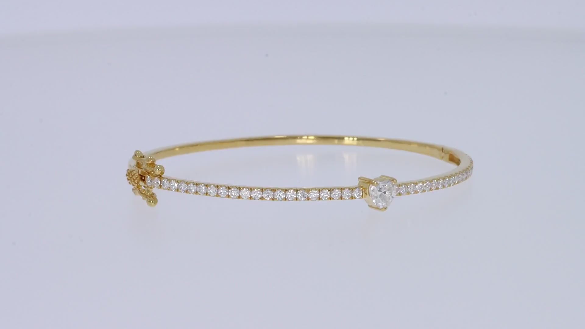 Heart & Round Lab Created Moissanite Tennis Bangle Bracelet