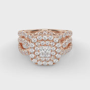 IGI Certified Infinity Shank Princess Cut Lab Diamond Bridal Set Ring