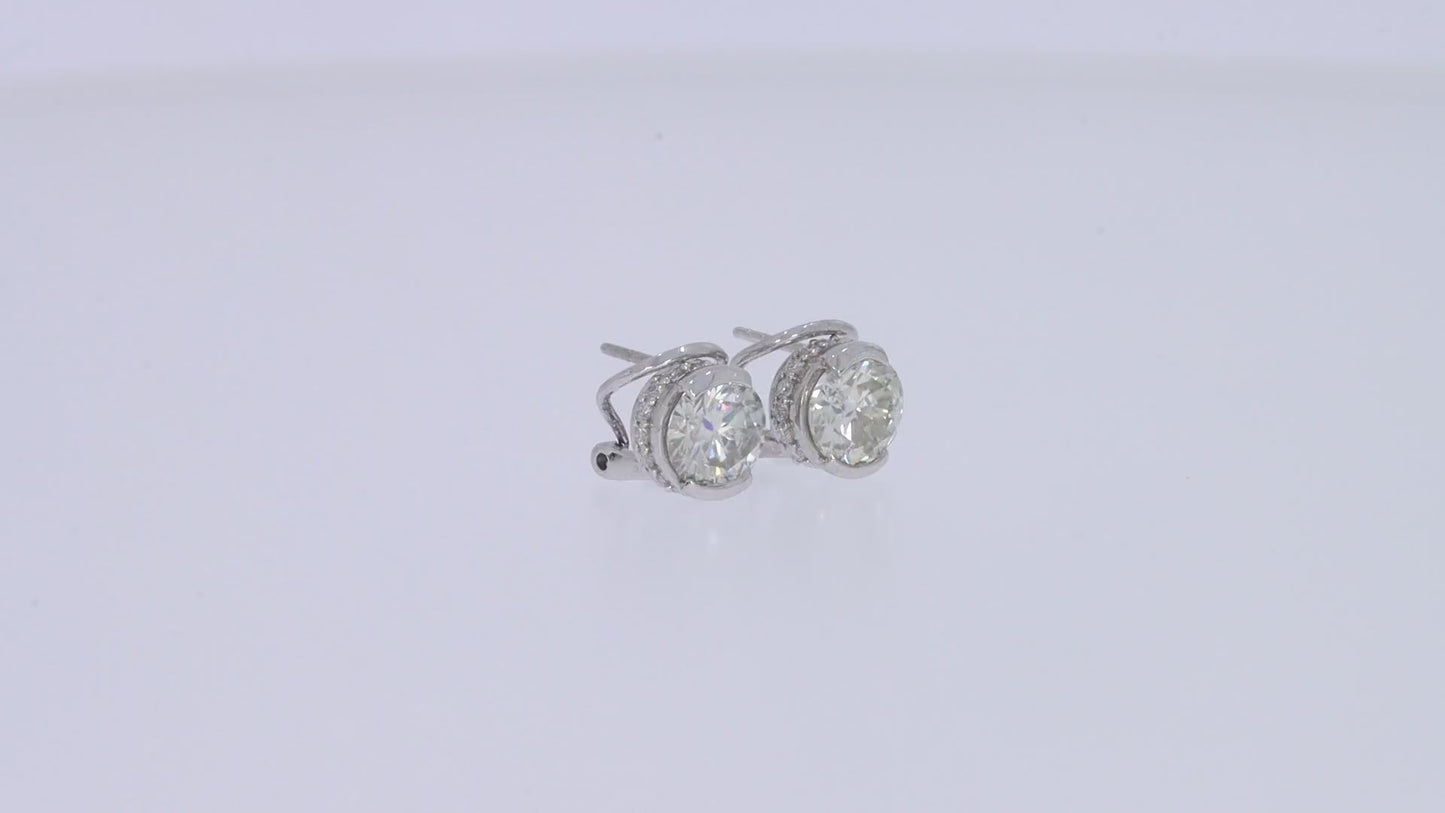 3 1/2 Carat 8MM Round Cut Lab Created Moissanite Diamond Solitaire Stud Earrings In 925 Sterling Silver (3.50 Cttw)