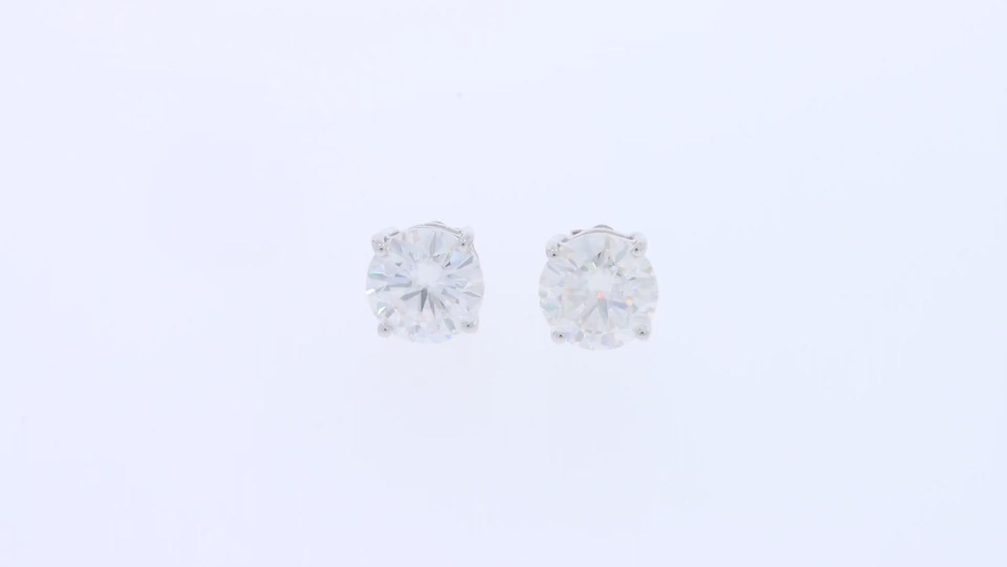 9.5MM Round Cut Lab Created Moissanite Diamond Solitaire Stud Earrings In 925 Sterling Silver Jewelry For Women (6 Cttw)