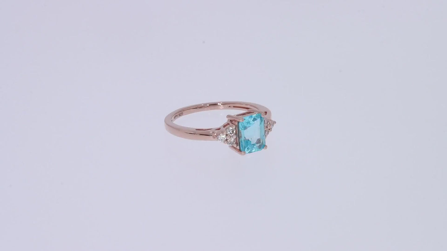 Simulated Blue Aquamarine & White Topaz CZ Fashion Ring in 14k Gold Over Sterling Silver (1.67 Cttw)