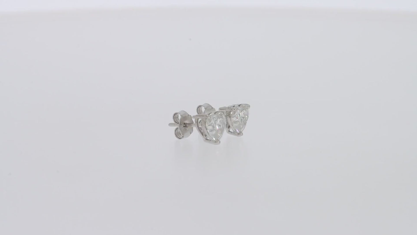 Heart Shape Lab Created Moissanite Heart Solitaire Stud Earrings For Women Men In 925 Sterling Silver (1 Cttw To 2 Cttw)