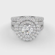 IGI Certified Double Halo Lab Diamond Bridal Set Ring