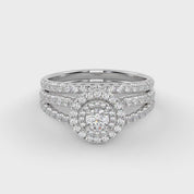 IGI Certified Double Halo Lab Diamond Bridal Set Ring
