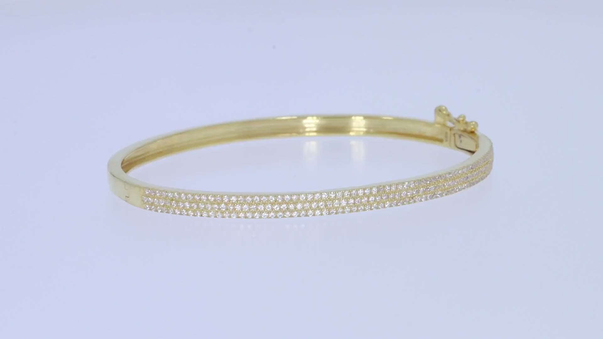 Lab Created Moissanite 3-Row Pave Set Bangle Bracelet