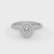 IGI Certified Oval Shape Half Eternity Double Halo Solitaire Engagement Ring