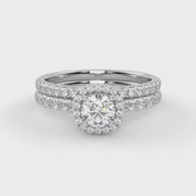 IGI Certified Half Eternity Halo Solitaire Bridal Set Rings for Women