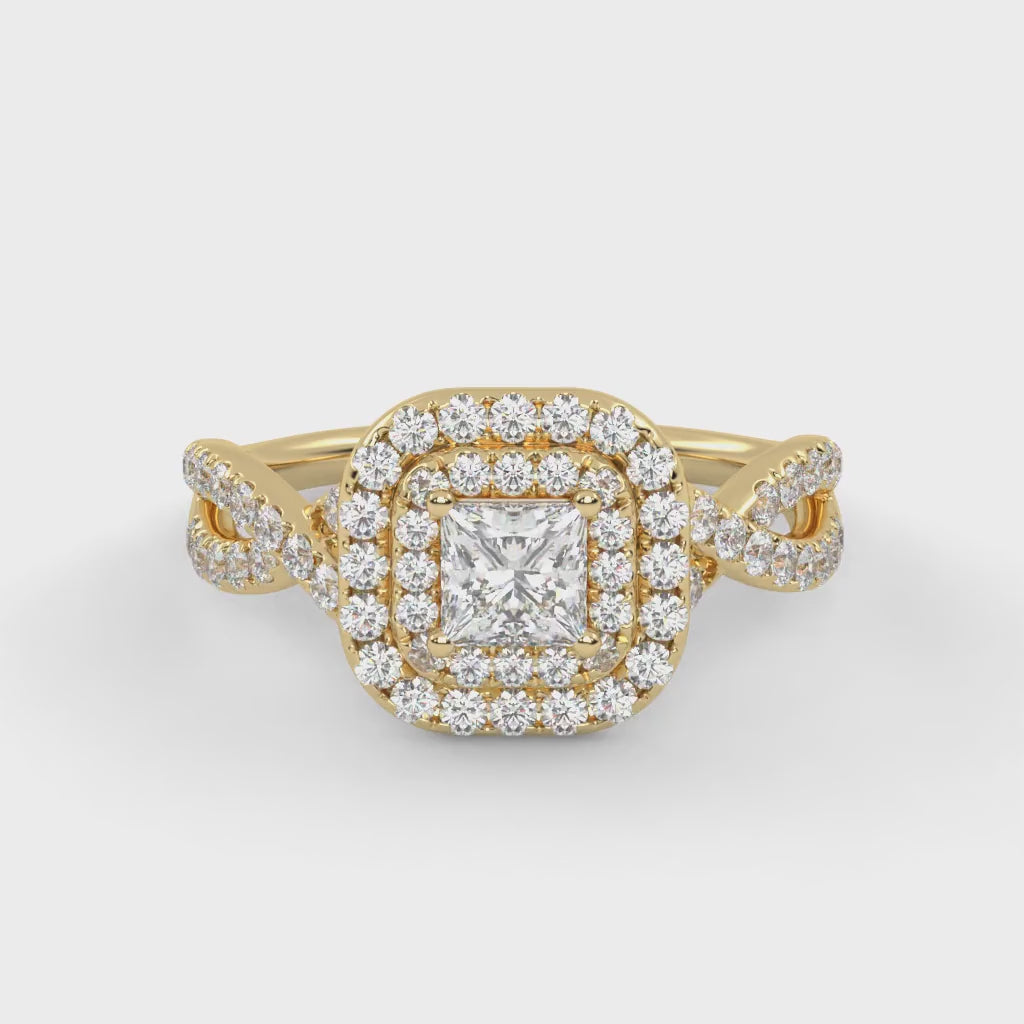 IGI Certified Princess and Round 1.00 Carat Lab Grown Diamond Engagement Ring