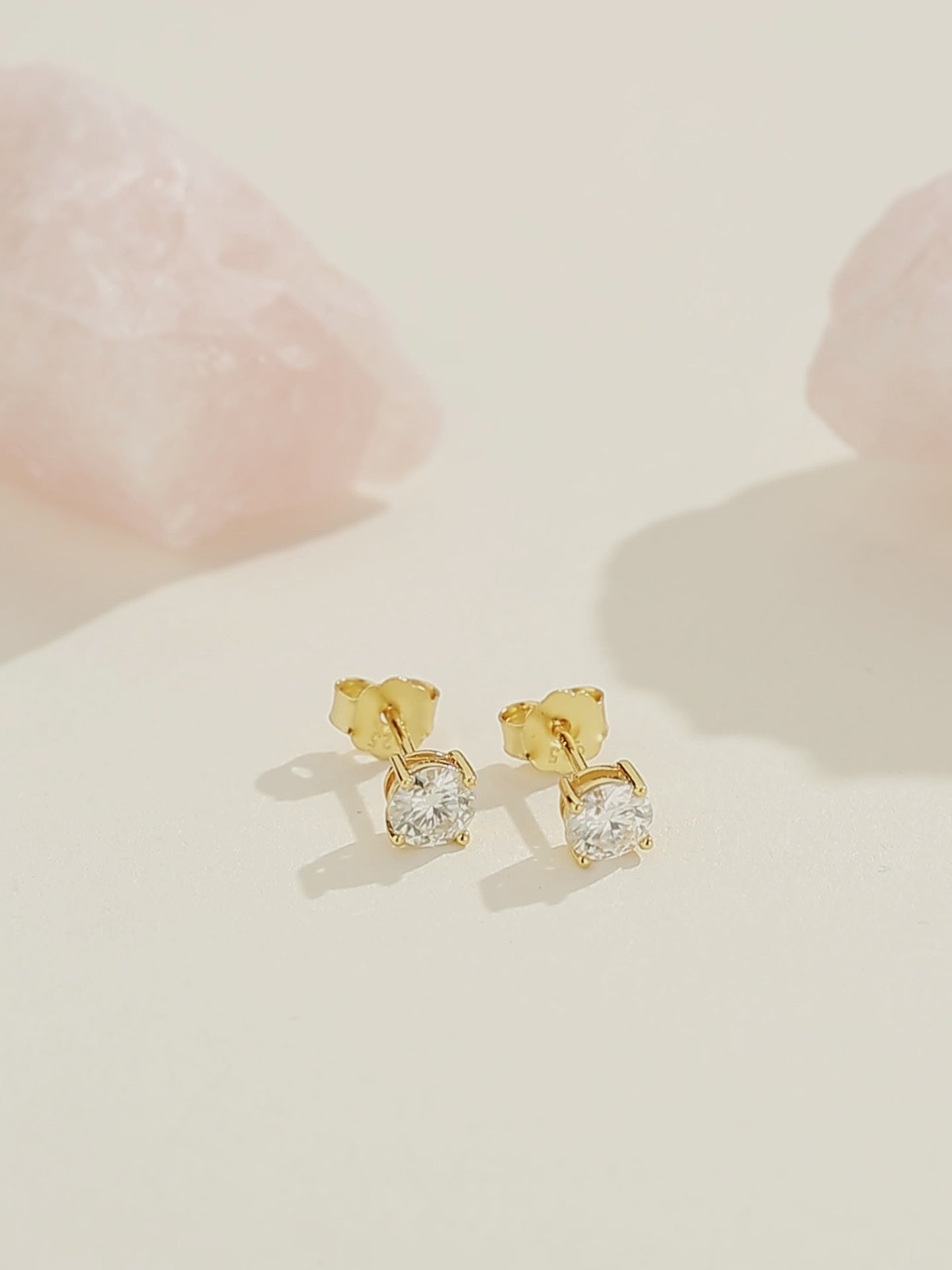 Moissanite Diamond 10K Gold Post Stud Earrings