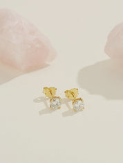 Moissanite Diamond 10K Gold Post Stud Earrings