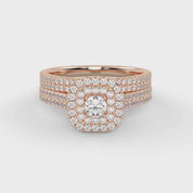 IGI Certified Lab Grown Diamond 2 Row Double Halo Bridal Set Ring