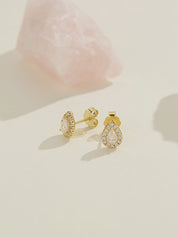 Pear & Round Moissanite Diamond Stud Earrings