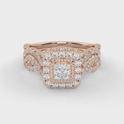 IGI Certified Twisted Infinity Halo Bridal Set Ring