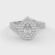 IGI Certified Bypass Double Halo Solitaire Engagement Ring