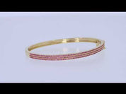 3-Row Pave Set Bangle Bracelet with Simulated Pink Sapphire