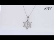 Jewish Star of David with Cross Pendant Necklace Sterling Silver
