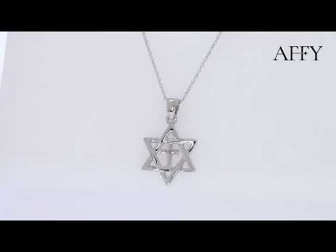 Jewish Star of David with Cross Pendant Necklace Sterling Silver