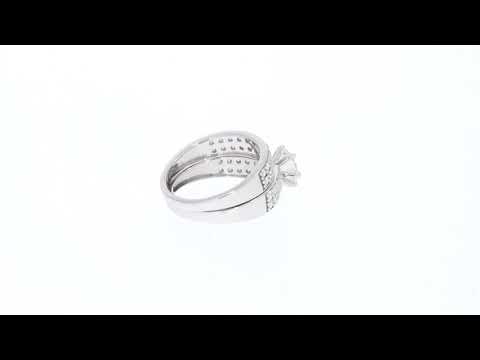 Load and play video in Gallery viewer, Center 7MM Round Cut Lab Created Moissanite Diamond Solitaire Bridal Set Engagement Ring In 14K Gold Plated 925 Sterling Silver(1.75 Cttw)
