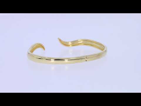Load and play video in Gallery viewer, Classic Curl Cuff Bracelet For Women In 10K Or 14K Solid Gold &amp;amp; 925 Sterling Silver Cuff Bangle Jewelry Gifts
