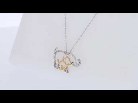 Load and play video in Gallery viewer, Round Cut White Natural Diamond Two Tone Mother &amp;amp; Baby Elephant Pendant Necklace For Women In 10K Solid Gold (0.08 Cttw)
