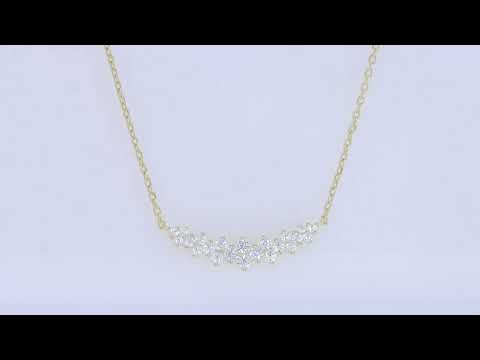 Load and play video in Gallery viewer, Curved Bar Necklace for Women, 925 Sterling Silver Cubic Zirconia Simulated Diamond Necklace Dainty Jewelry Gifts for Women Birthday/Anniversary Day/Valentine’s Day
