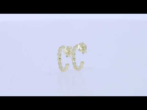 Load and play video in Gallery viewer, Beaded Huggie Hoop Earrings For Women Round Sparkling White Cubic Zirconia C-Shaped Dainty Hoop Earrings In 14K Gold Over Sterling Silver Jewelry Gift for Women

