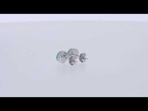 Load and play video in Gallery viewer, Bezel Set Turquoise Round Dome Button Stud Earrings In 14k Gold Over Sterling Silver For Women Gift For Her
