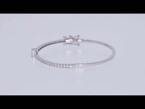 Emerald & Round White Cubic Zirconia Tennis Bangle Bracelet For Women In 925 Sterling Silver