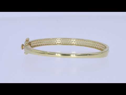 1 Carat Round Shape Lab Created Moissanite Diamond 3-Row Pave Set Bangle Bracelet For Women In 925 Sterling Silver & 10K Or 14K Solid Gold Jewelry (6.00