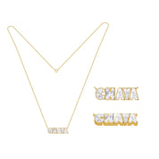 Personalized Name " CHAYA " Chain Necklace In Lab Created Moissanite