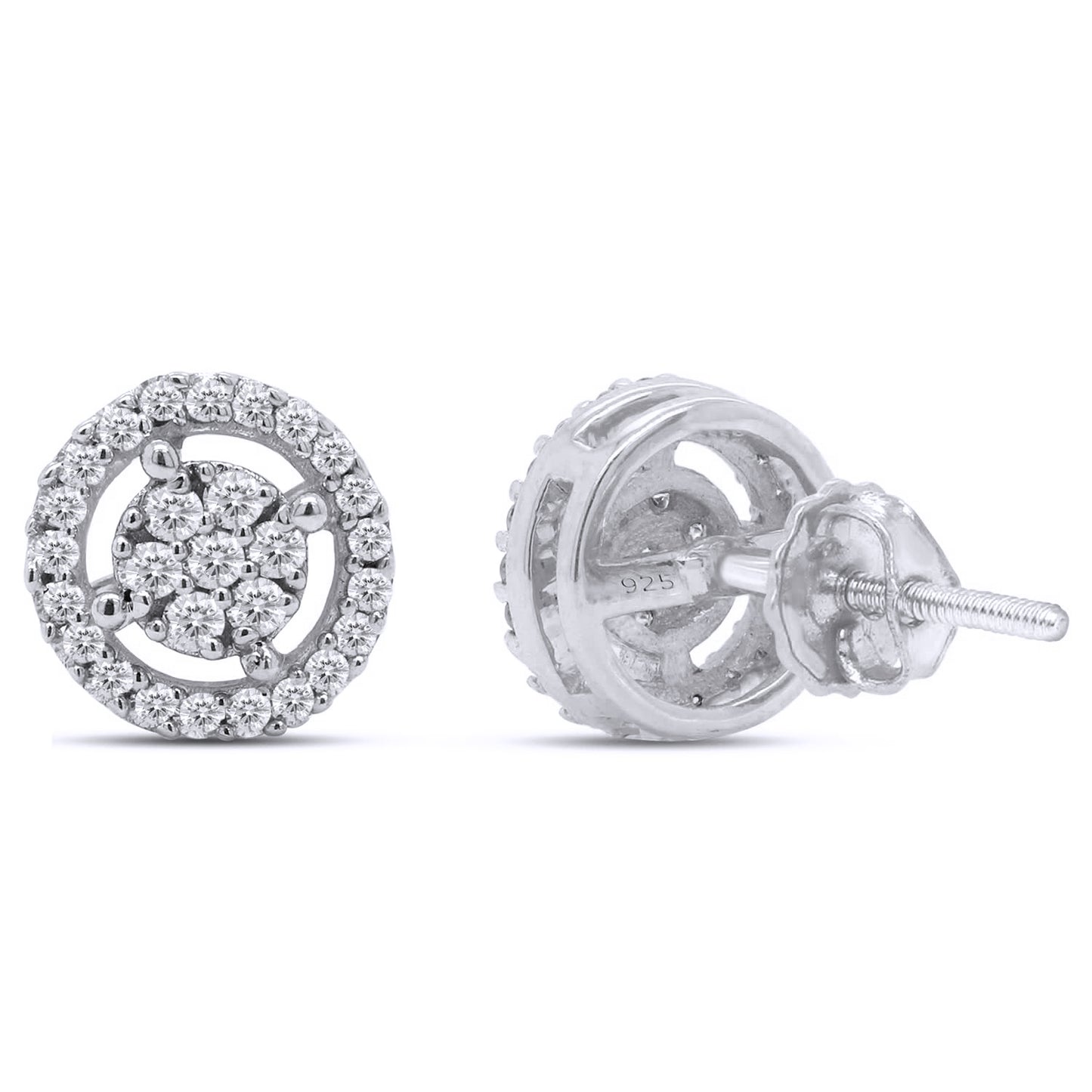 0.25 Carat Round Cut Lab Created Moissanite Diamond Circle Stud Earrings In 925 Sterling Silver Jewelry For Women
