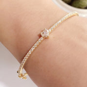 Heart & Round Lab Created Moissanite Tennis Bangle Bracelet