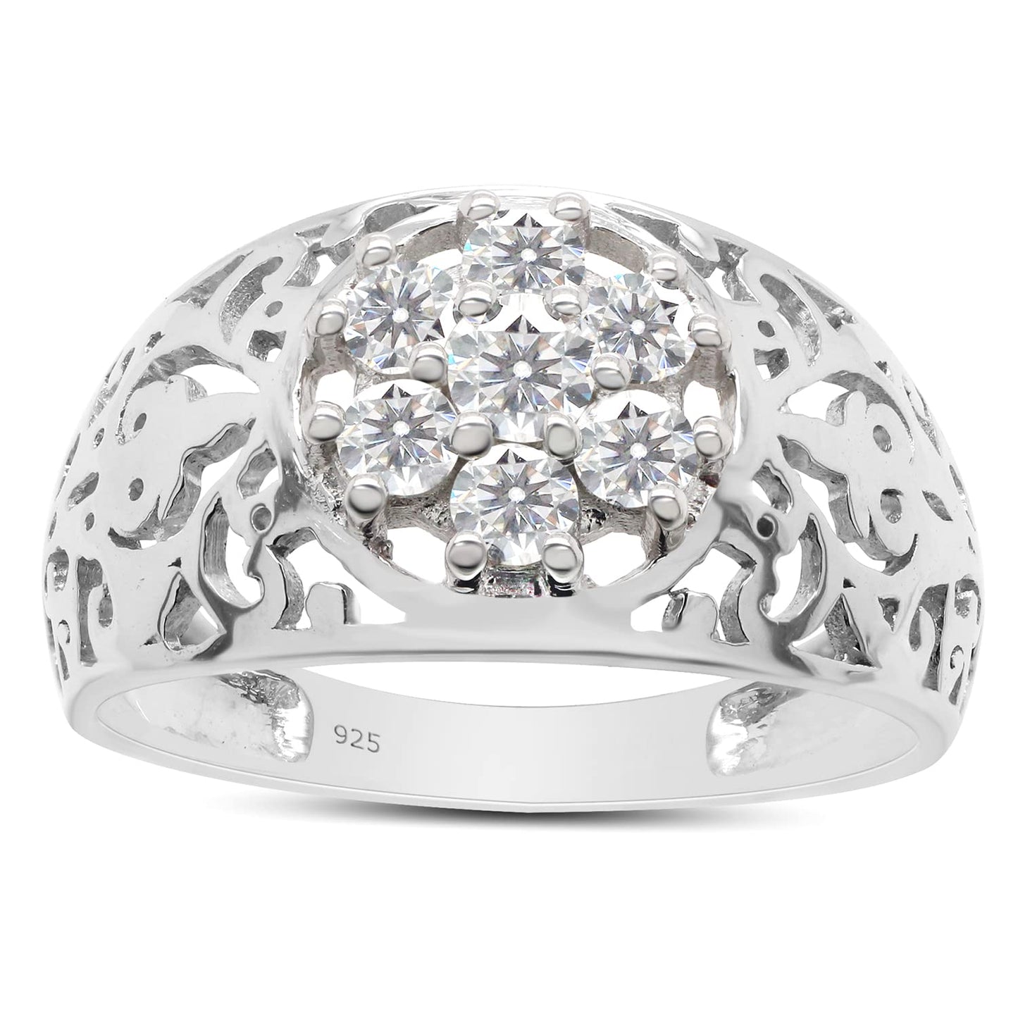 Load image into Gallery viewer, 2/5 Carat Round Cut Lab Created Moissanite Diamond Filigree Promise Engagement Ring In 925 Sterling Silver (0.40 Cttw)
