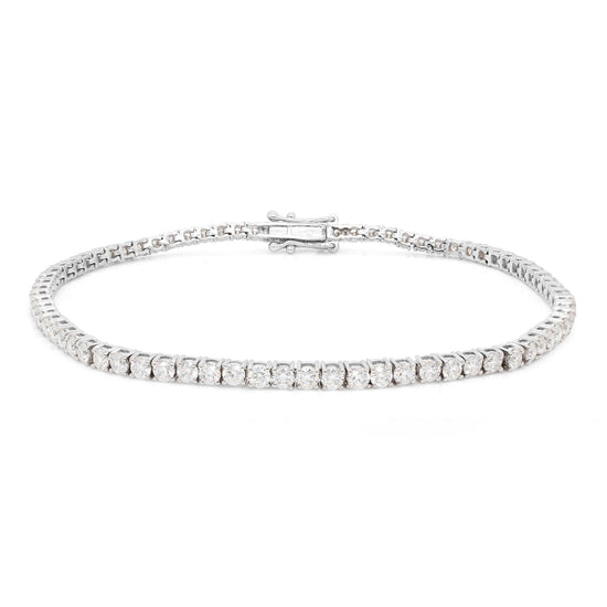 Load image into Gallery viewer, 4MM Width Round Cut Lab Created Diamond Moissanite Tennis Chain Bracelet In 14k Gold Over Sterling Silver Jewelry For Women (G-H Color, VVS1 Clarity, 11.25 Ct To 12.90 Ct)

